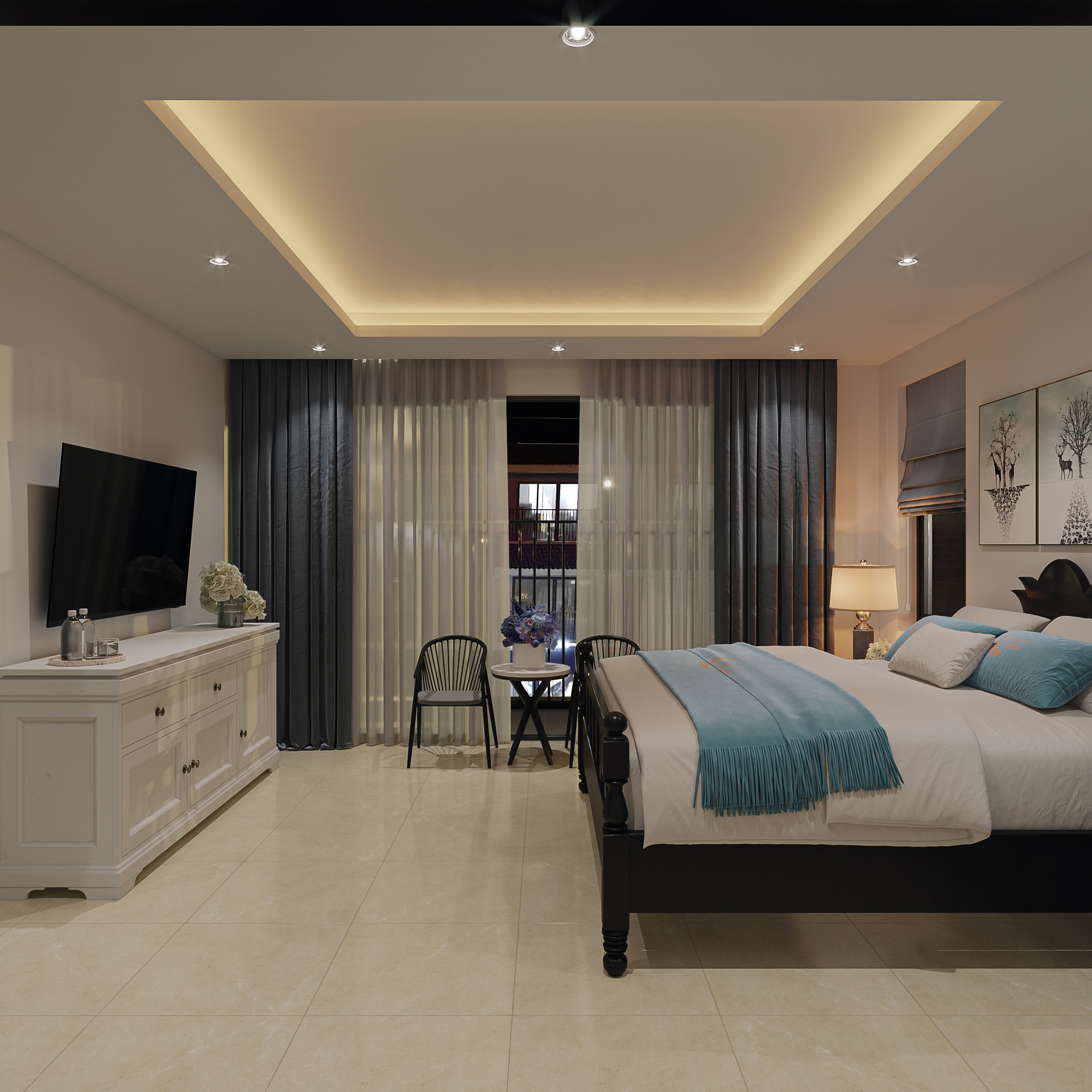 A warm room at Luna Oriental, evening light